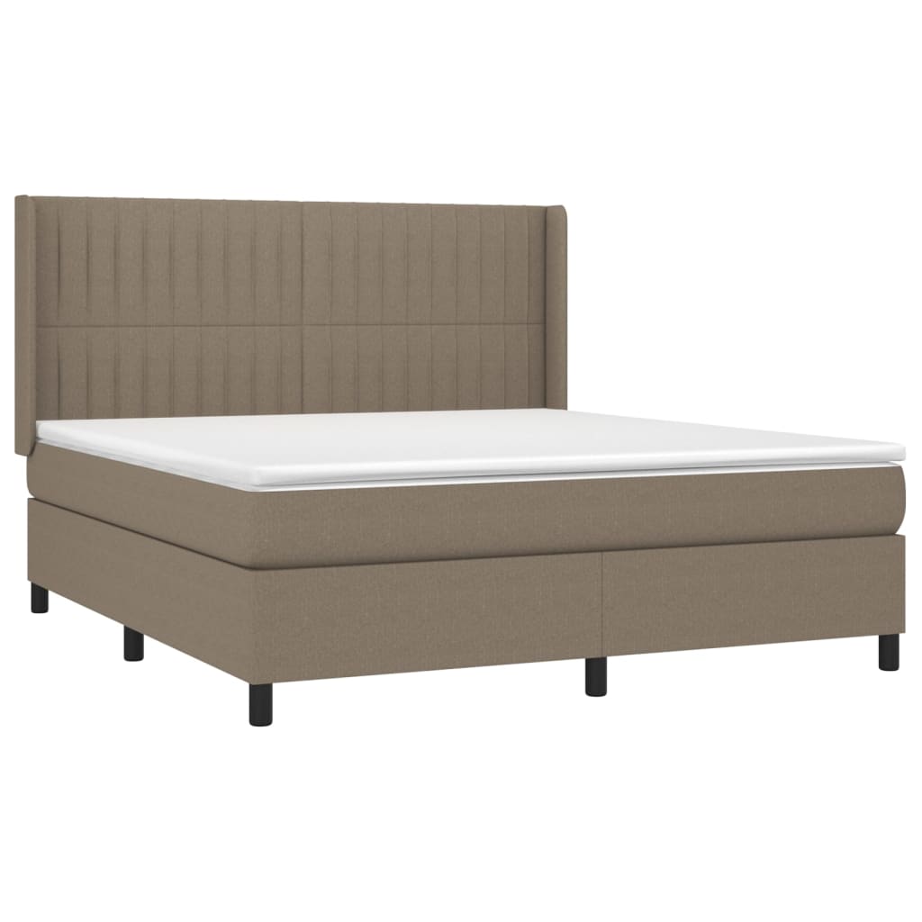 Cama box spring colchão/LED 180x200cm tecido cinza-acastanhado