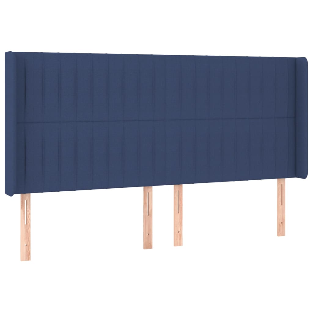 Cama box spring c/ colchão e LED 180x200 cm tecido azul