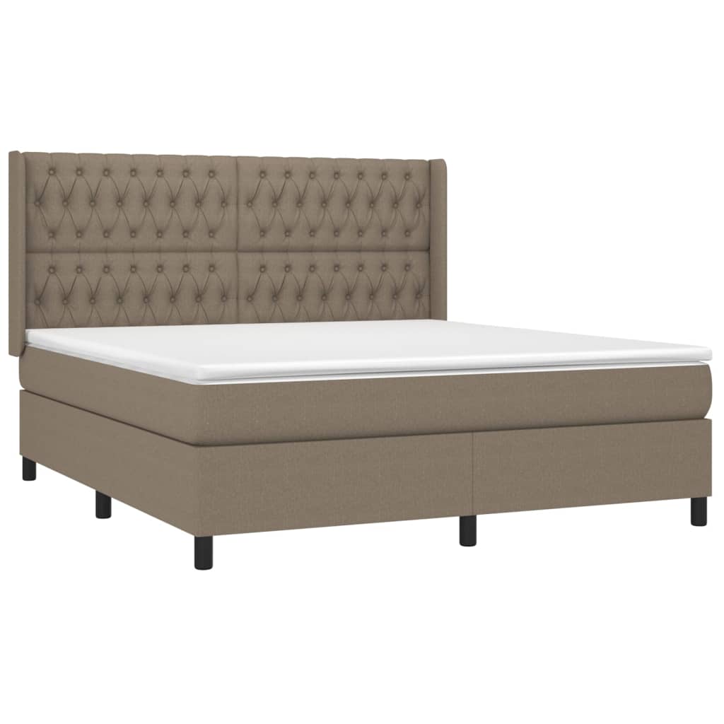 Cama box spring colchão/LED 180x200cm tecido cinza-acastanhado