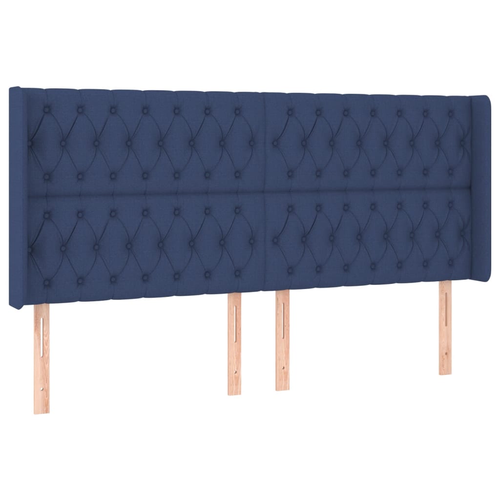 Cama box spring c/ colchão e LED 180x200 cm tecido azul