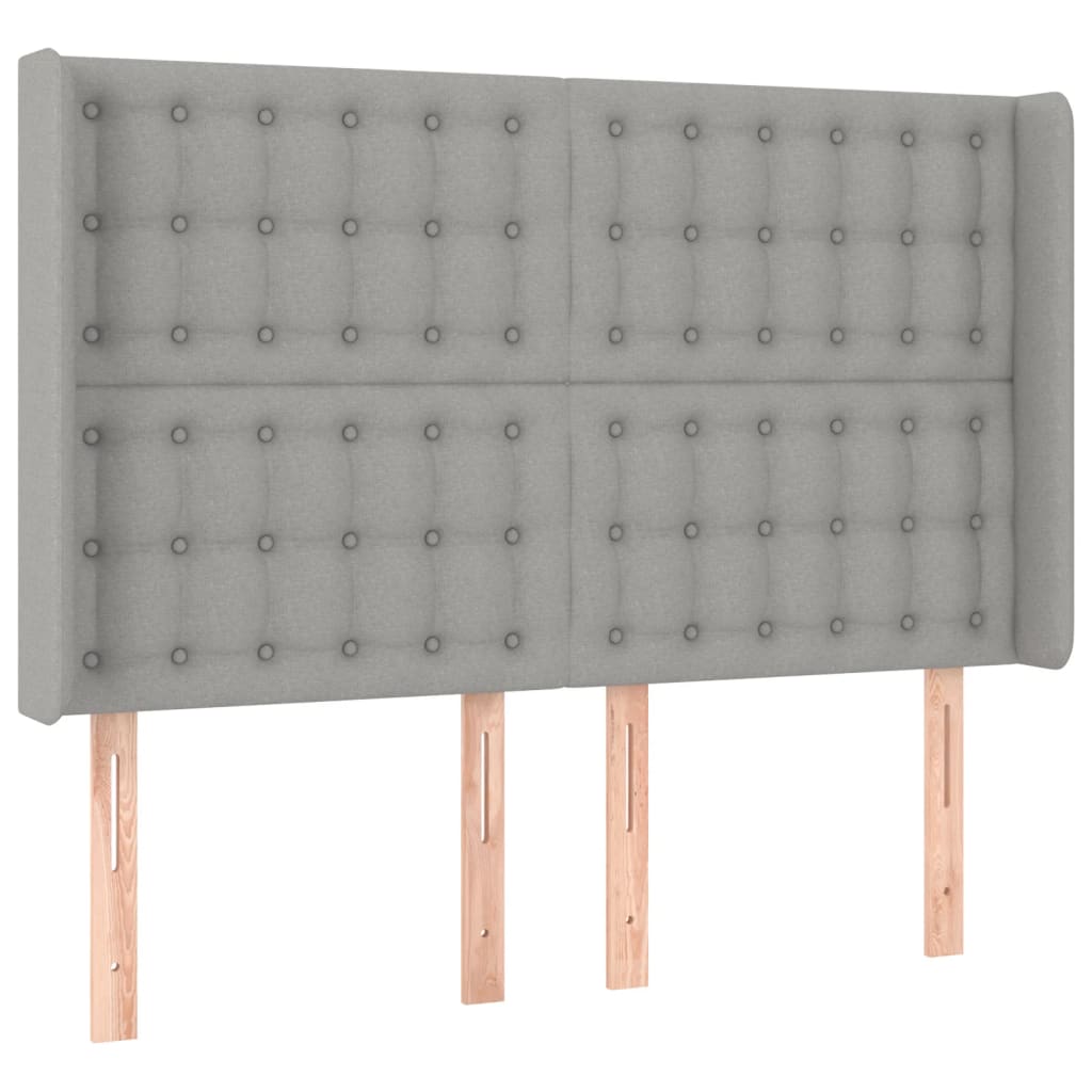 Cama box spring c/ colchão e LED 140x190 cm tecido cinza-claro