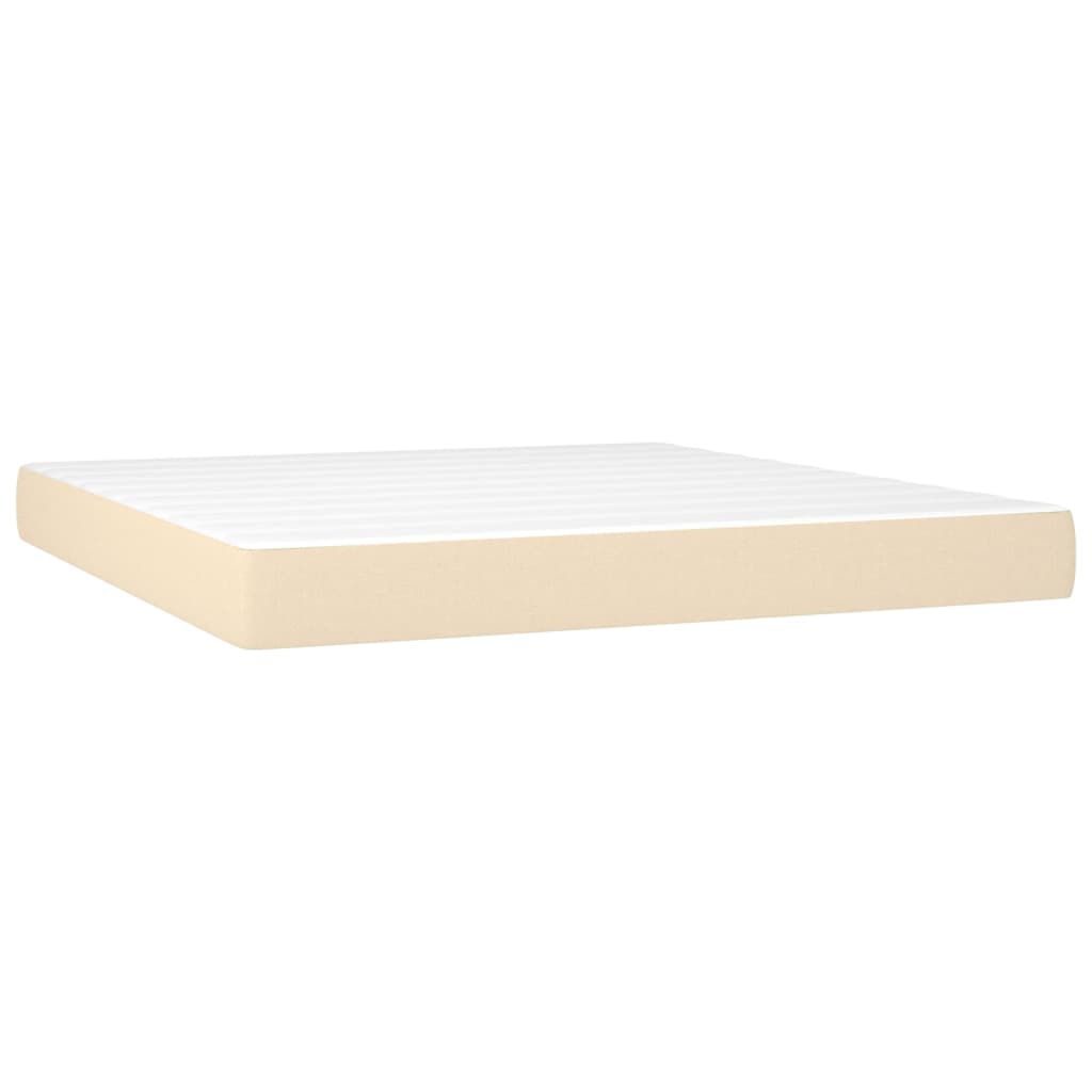 Cama box spring c/ colchão e LED 160x200 cm tecido cor creme