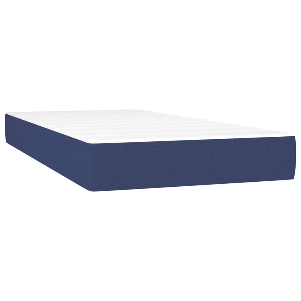 Cama box spring c/ colchão e LED 90x190 cm tecido azul