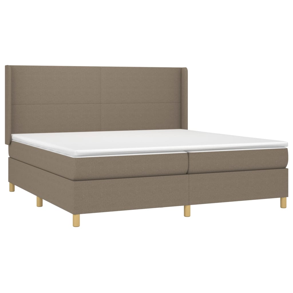 Cama box spring colchão/LED 200x200cm tecido cinza-acastanhado