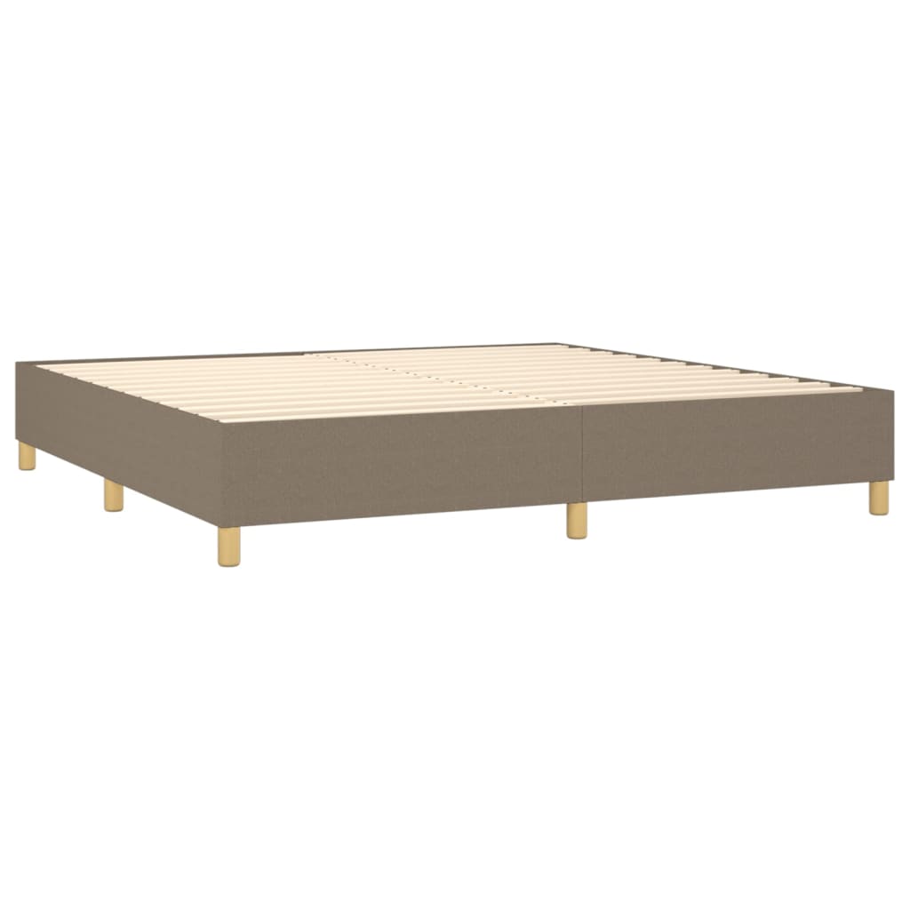 Cama box spring colchão/LED 200x200cm tecido cinza-acastanhado