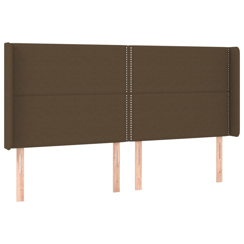 Cama box spring c/ colchão/LED 160x200cm tecido castanho-escuro