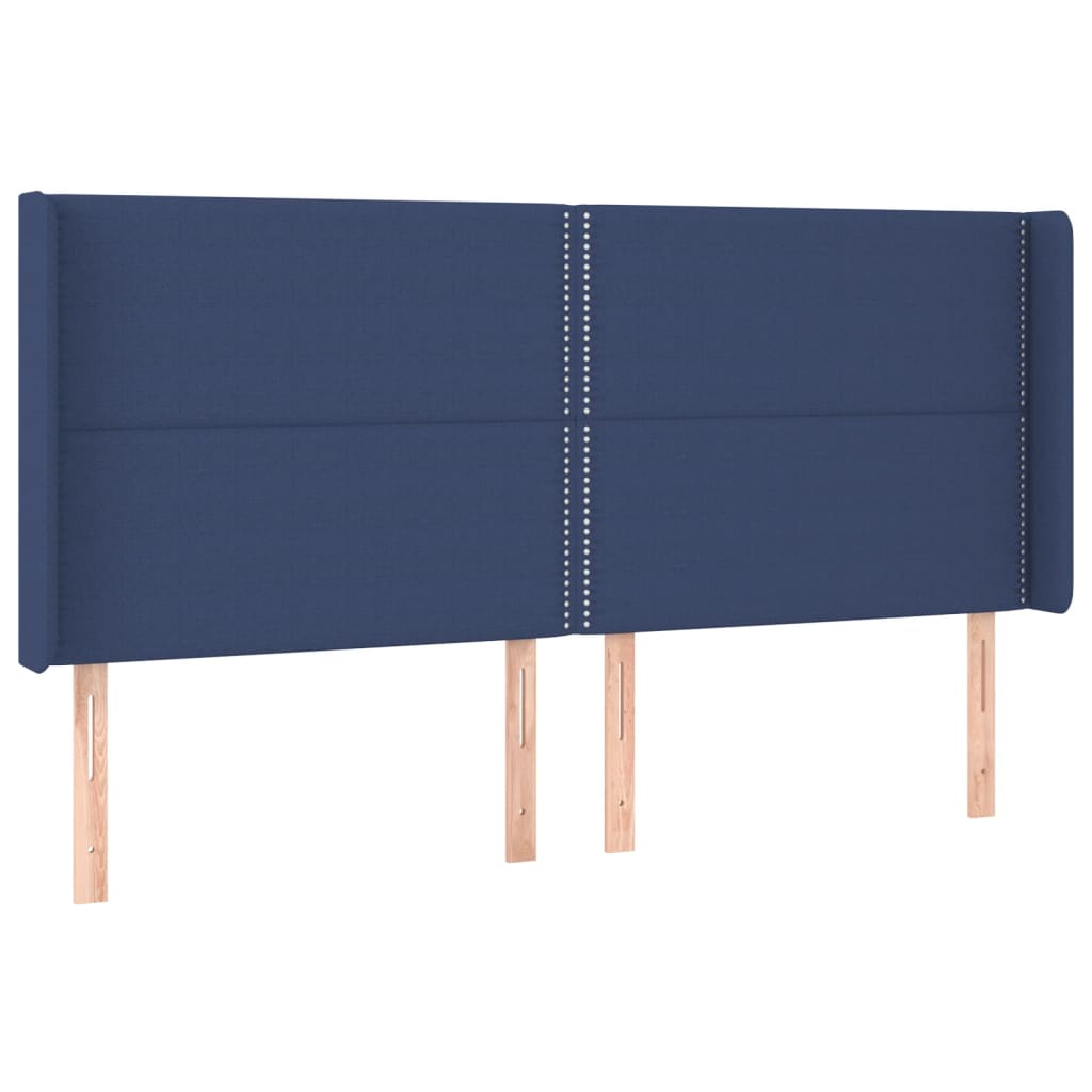 Cama box spring c/ colchão e LED 180x200 cm tecido azul