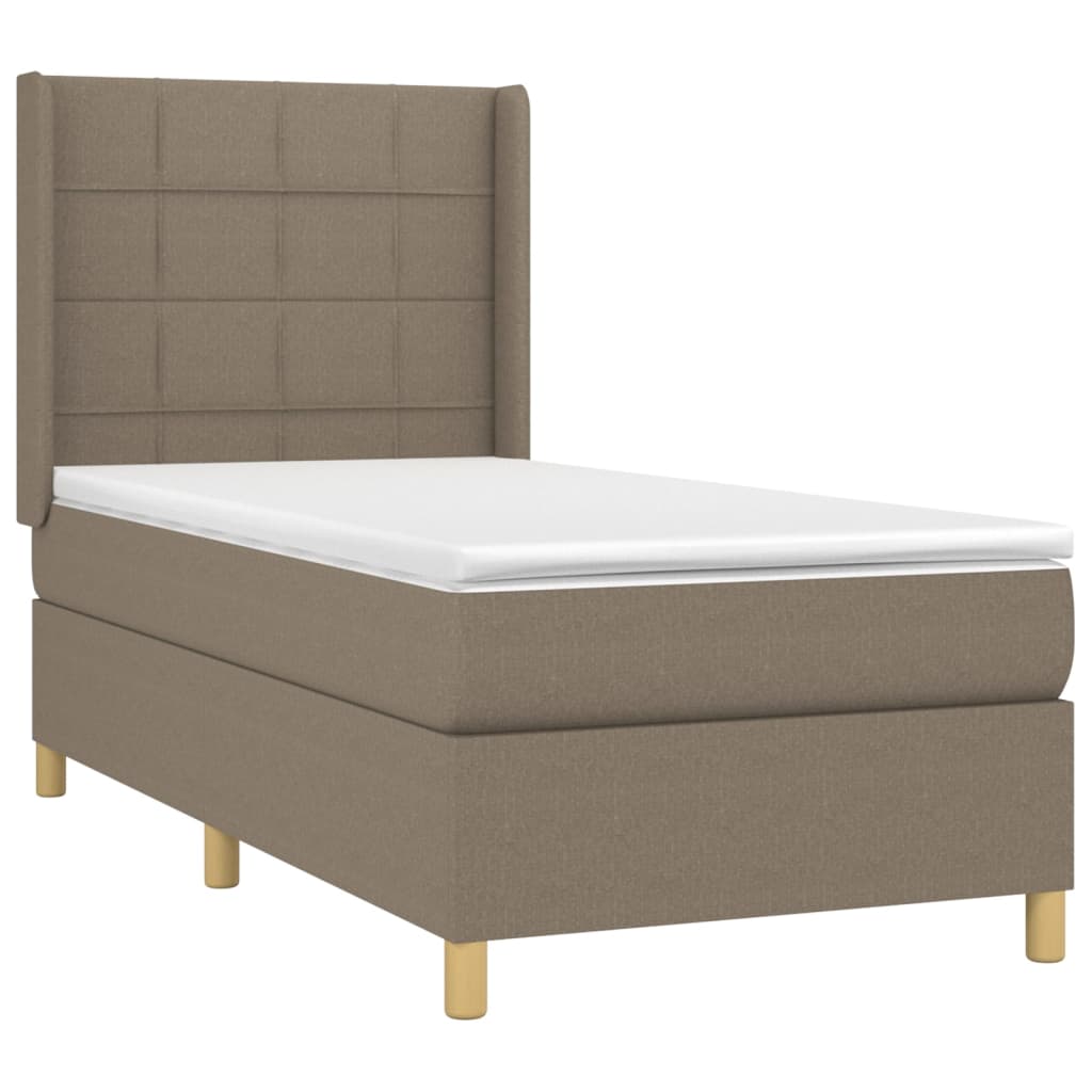 Cama box spring + colchão/LED 90x190cm tecido cinza-acastanhado