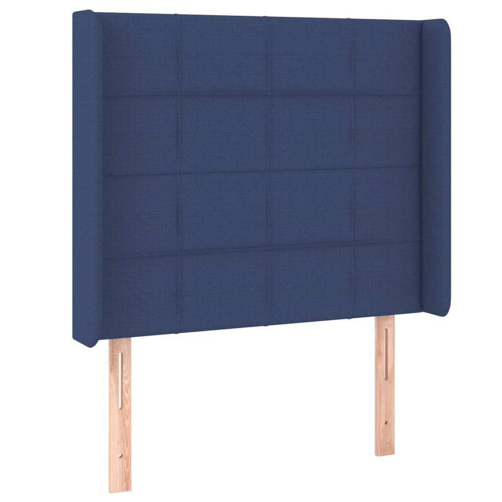 Cama box spring c/ colchão e LED 90x190 cm tecido azul