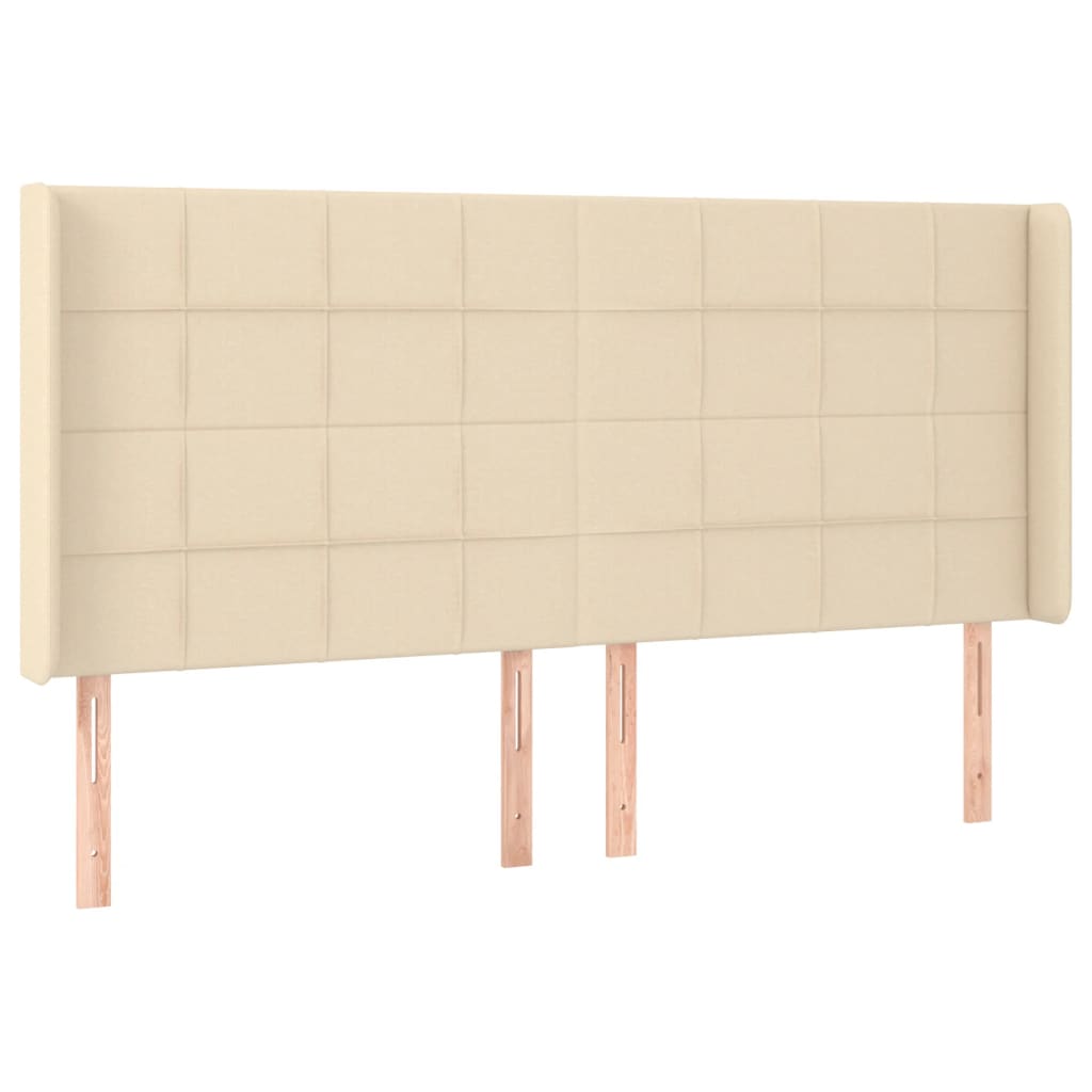 Cama box spring c/ colchão e LED 180x200 cm tecido cor creme