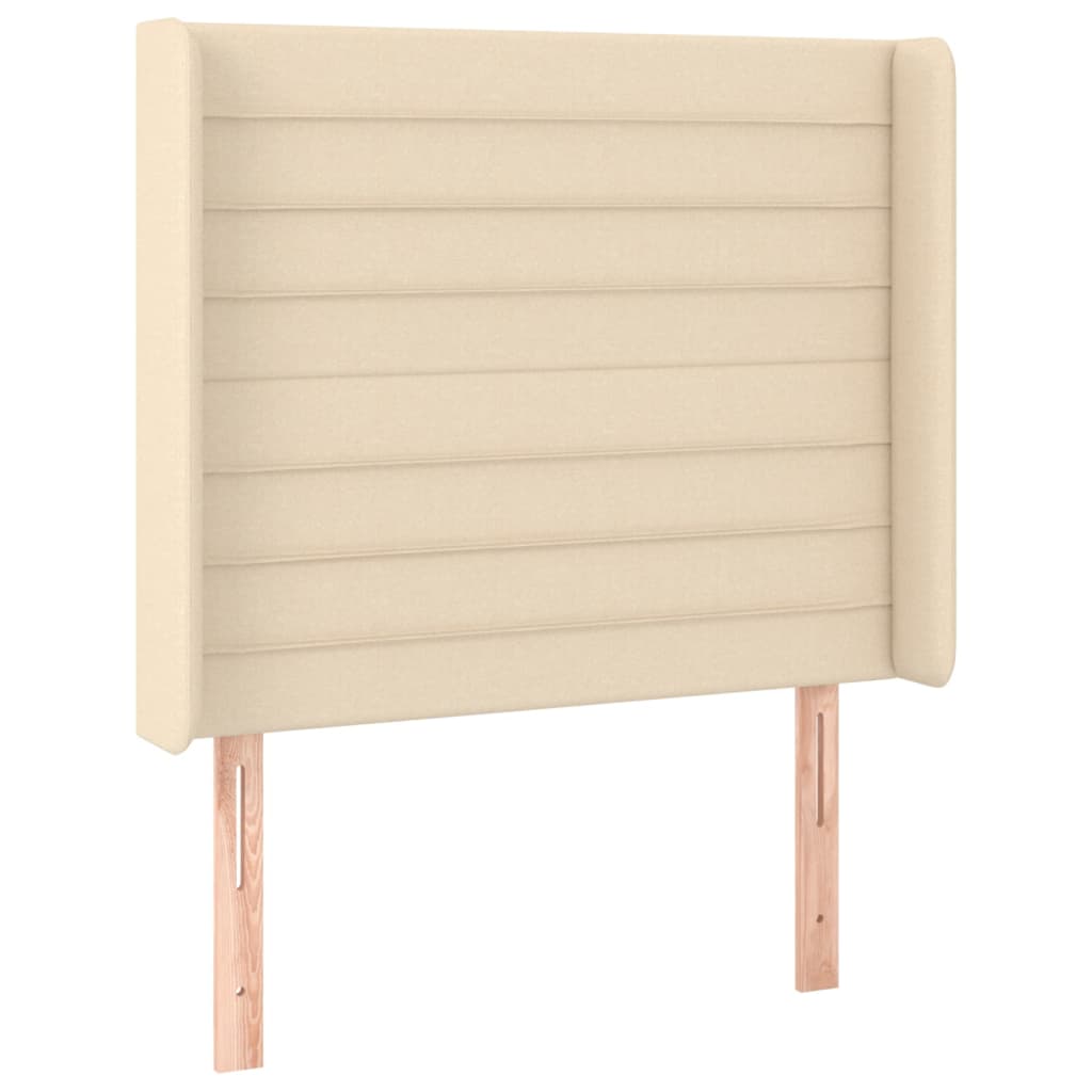 Cama box spring c/ colchão e LED 80x200 cm tecido cor creme