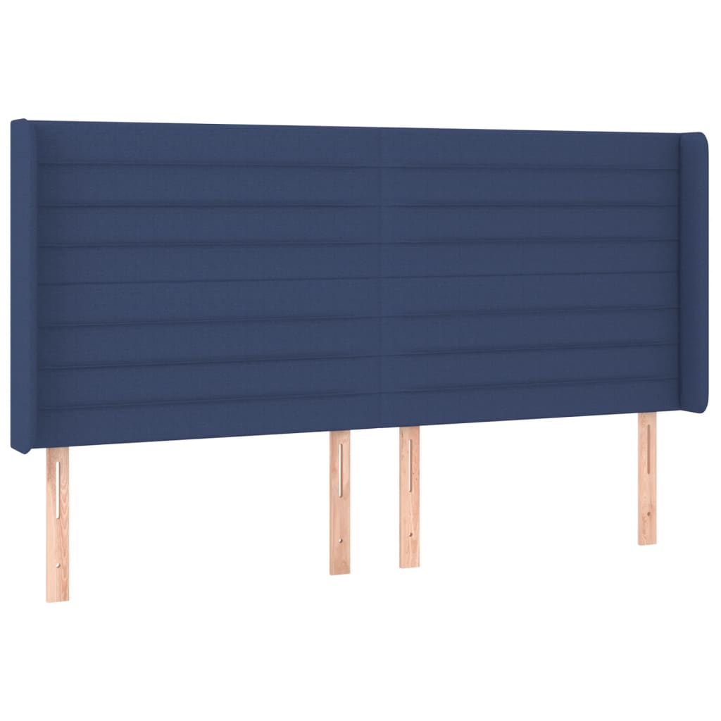 Cama box spring c/ colchão e LED 160x200 cm tecido azul