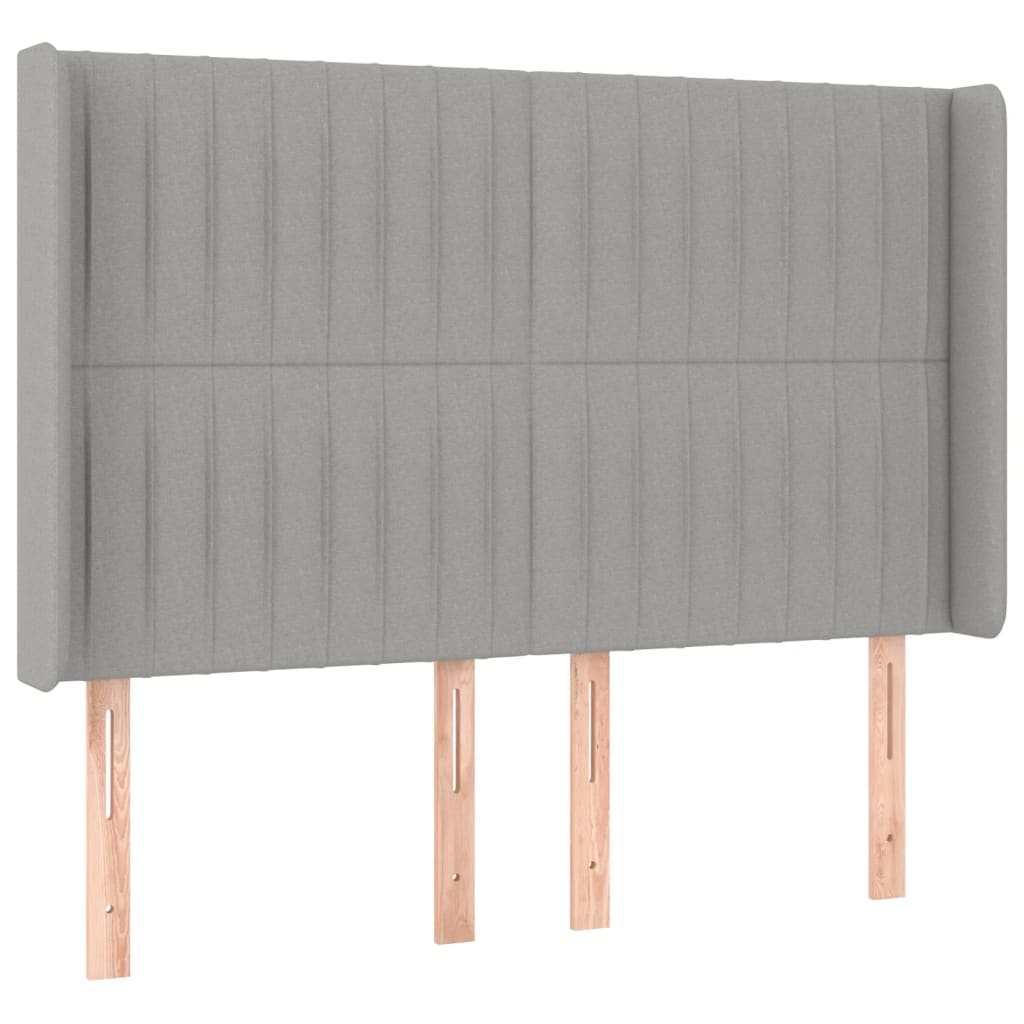 Cama box spring c/ colchão e LED 140x190 cm tecido cinza-claro