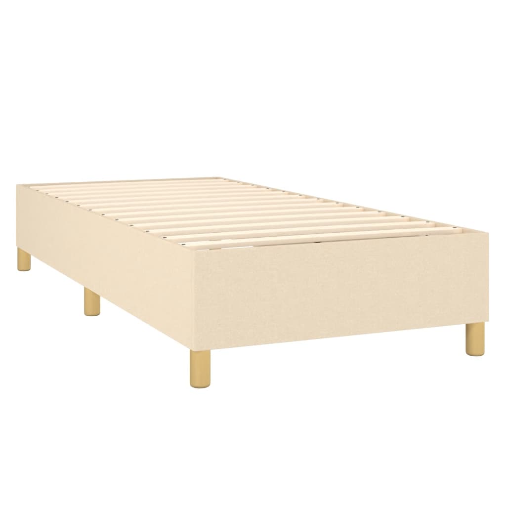 Cama box spring c/ colchão e LED 90x190 cm tecido cor creme