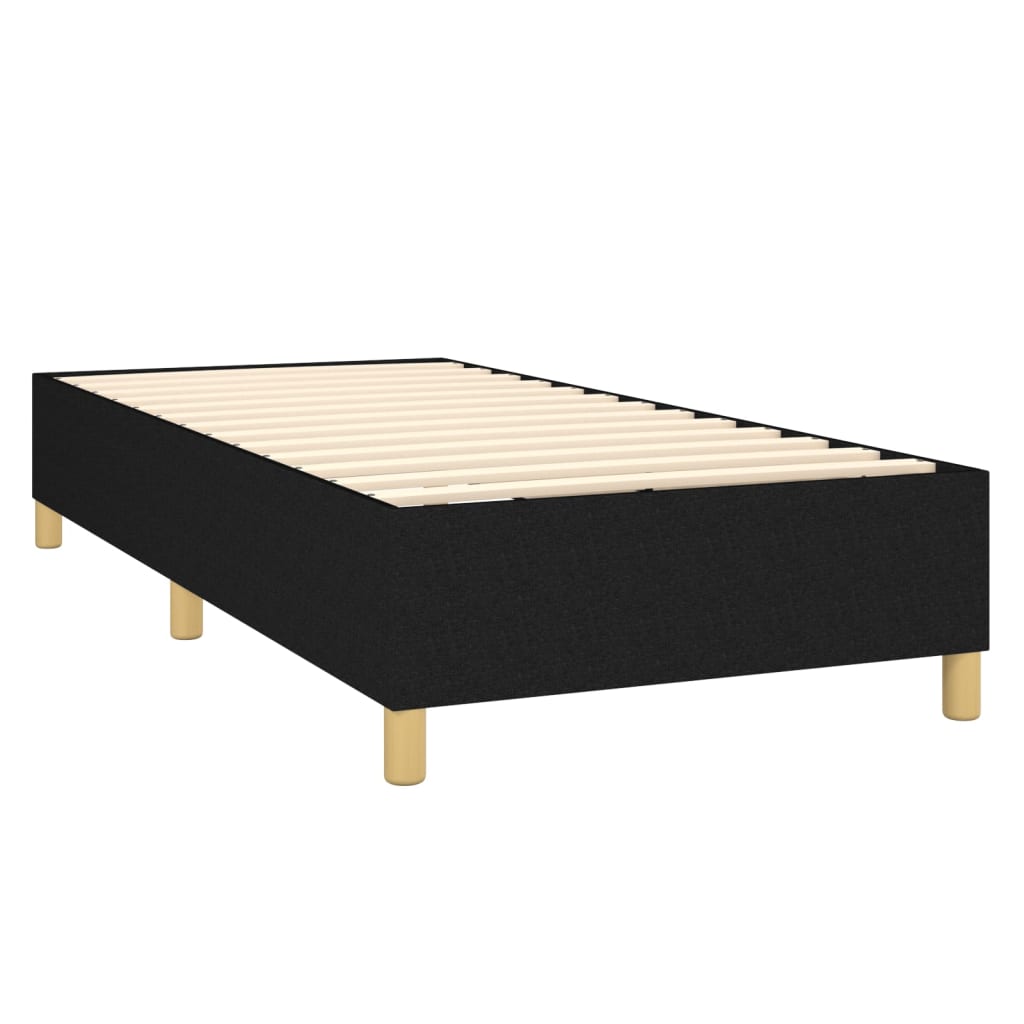 Cama box spring c/ colchão e LED 80x200 cm tecido preto