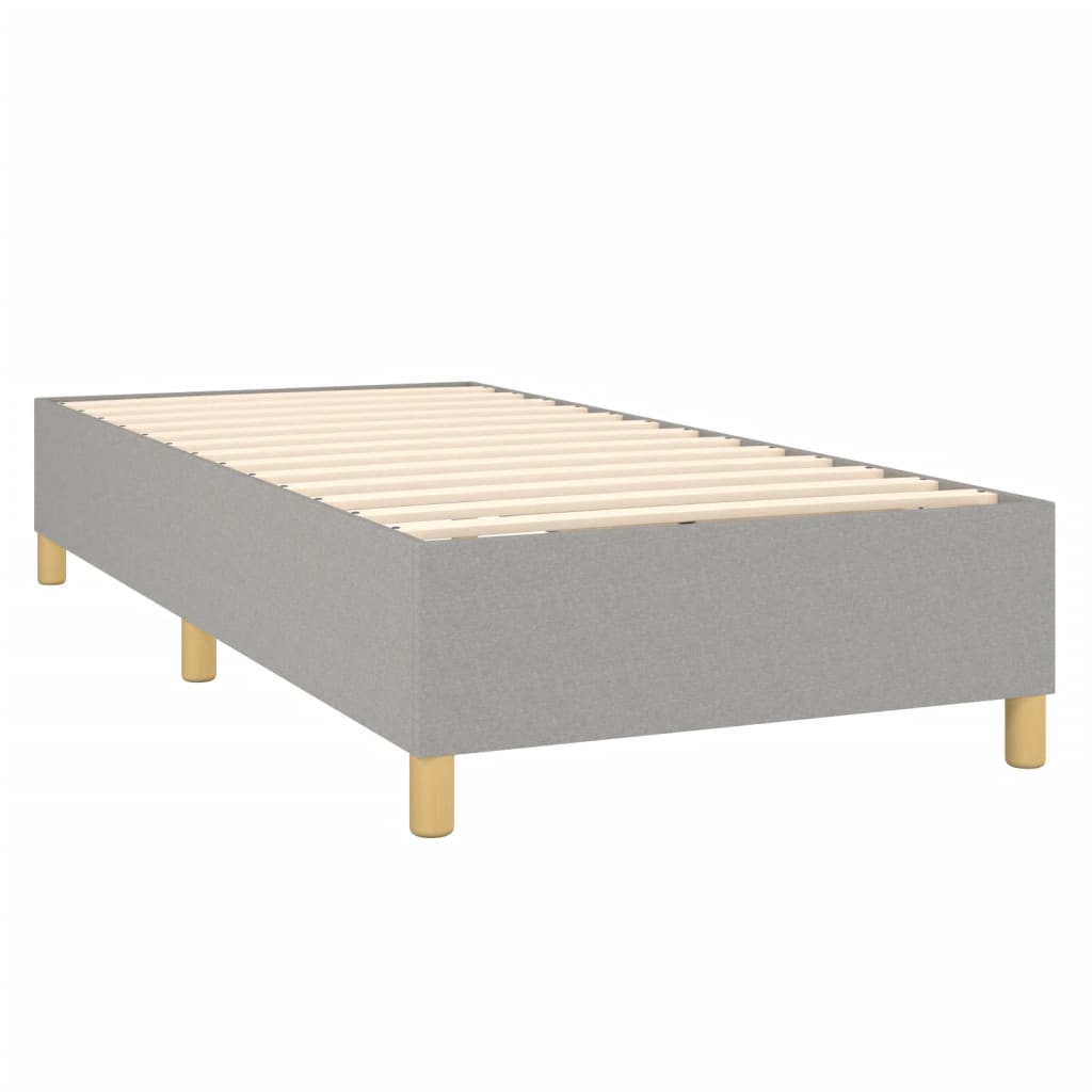 Cama box spring c/ colchão e LED 90x200 cm tecido cinza-claro