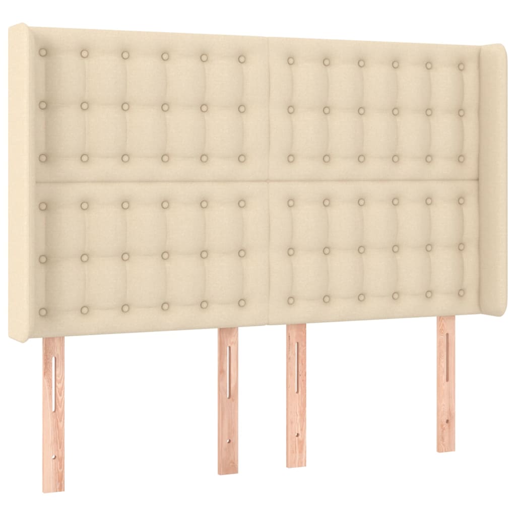 Cama box spring c/ colchão e LED 140x200 cm tecido cor creme