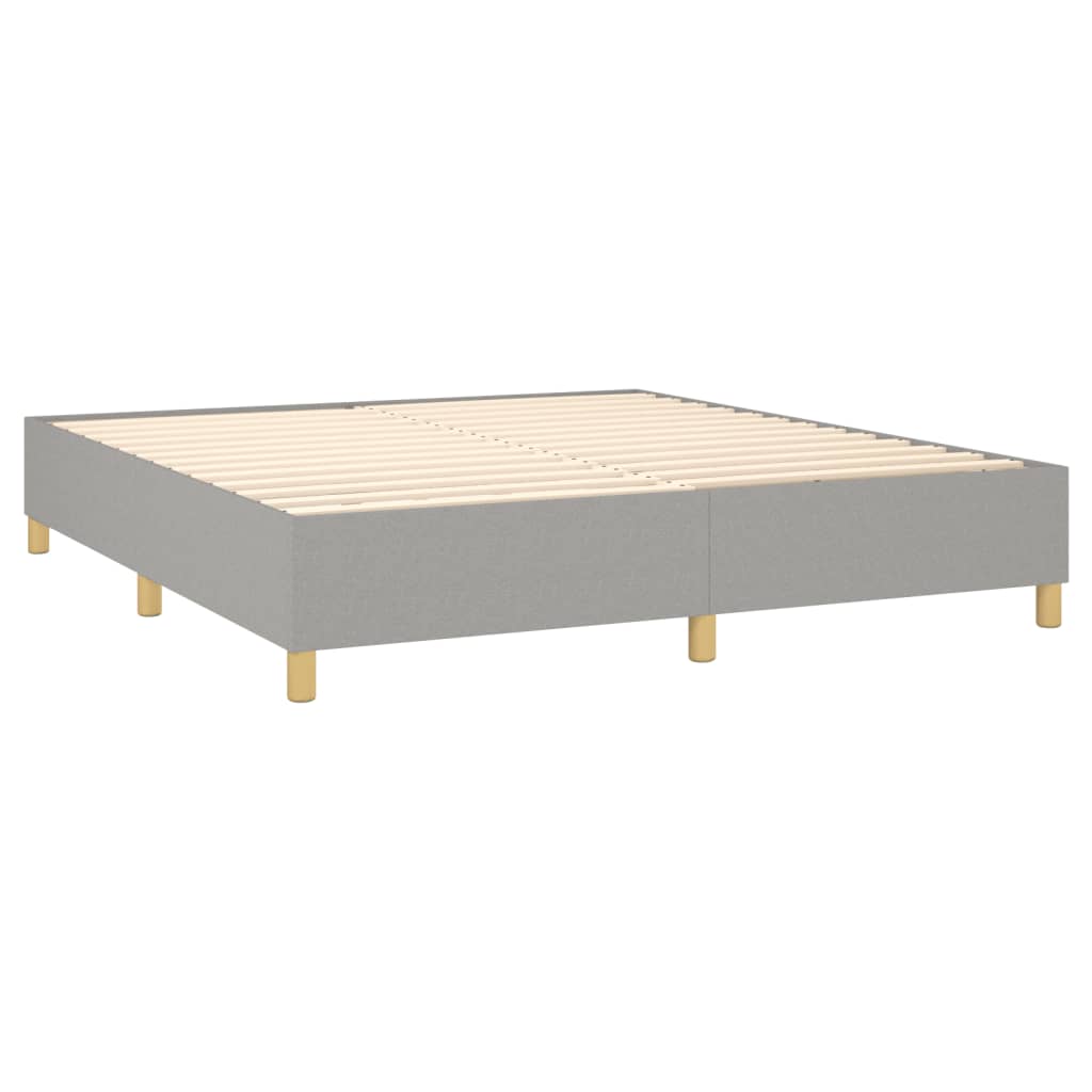 Cama box spring c/ colchão e LED 160x200 cm tecido cinza-claro