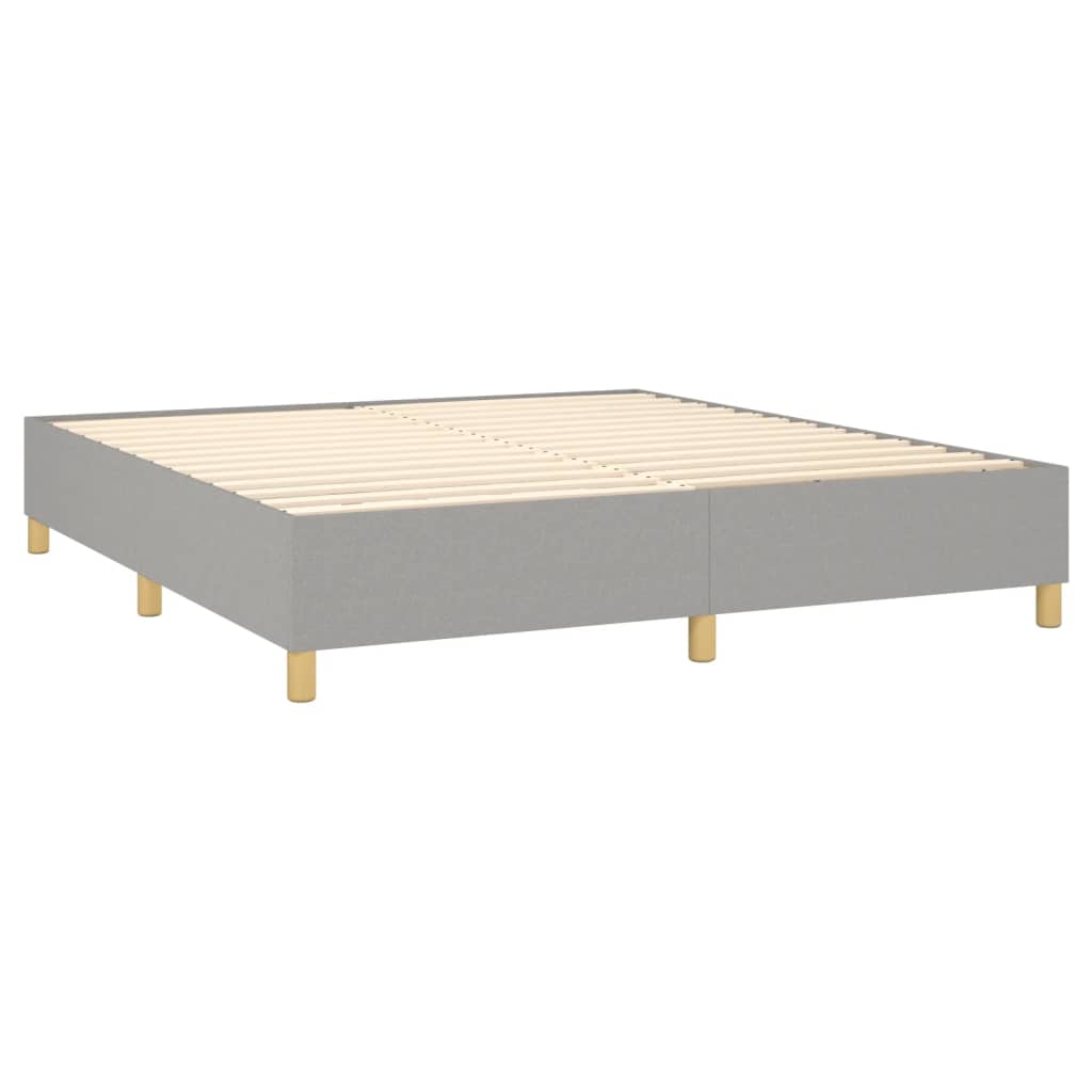 Cama box spring c/ colchão e LED 180x200 cm tecido cinza-claro