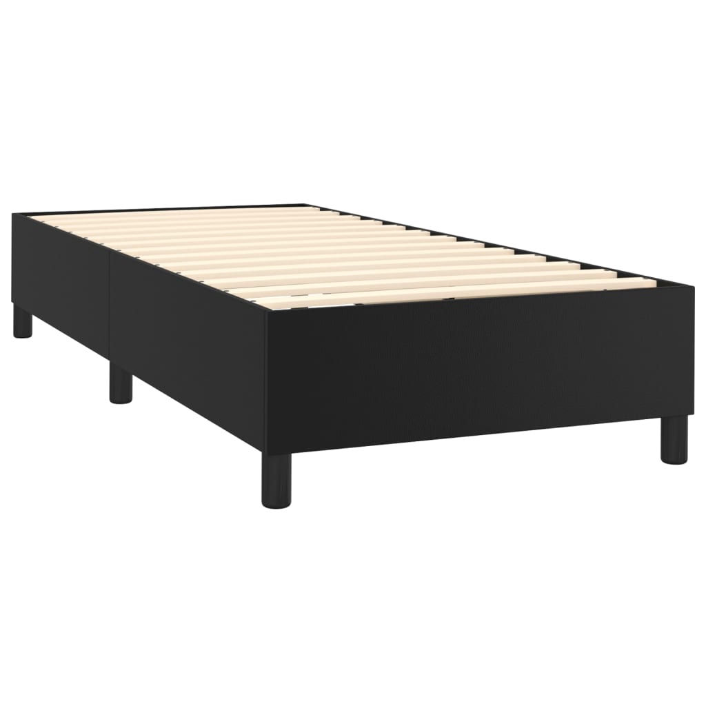 Cama box spring c/ colchão/LED 80x200 cm couro artificial preto