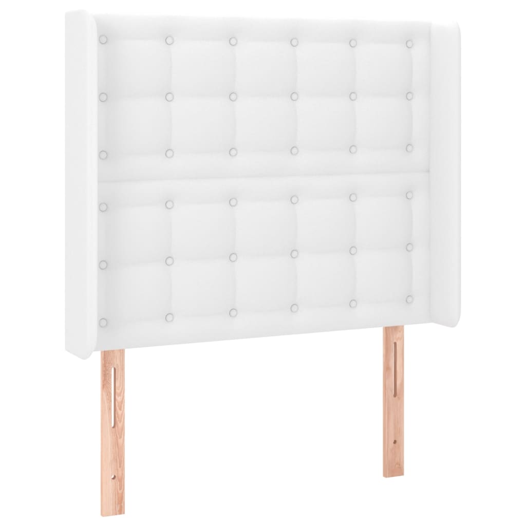 Cama box spring c/ colchão/LED 80x200cm couro artificial branco