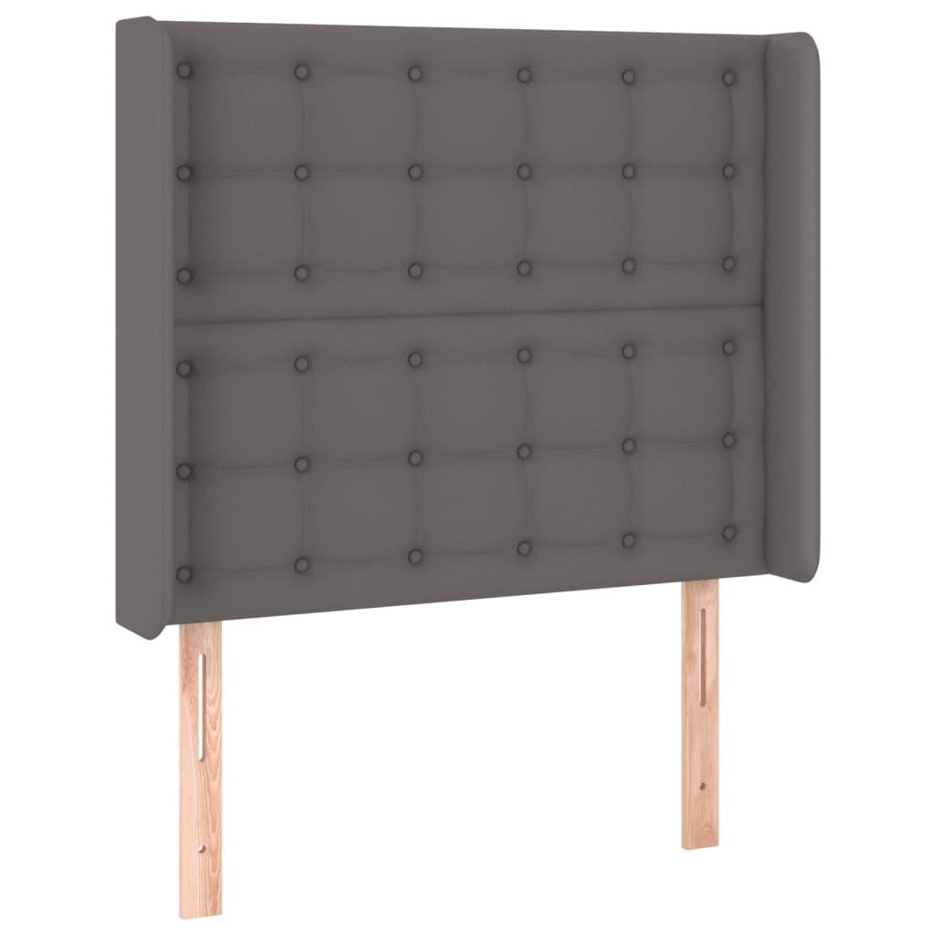 Cama box spring c/ colchão/LED 80x200 cm couro artificial cinza