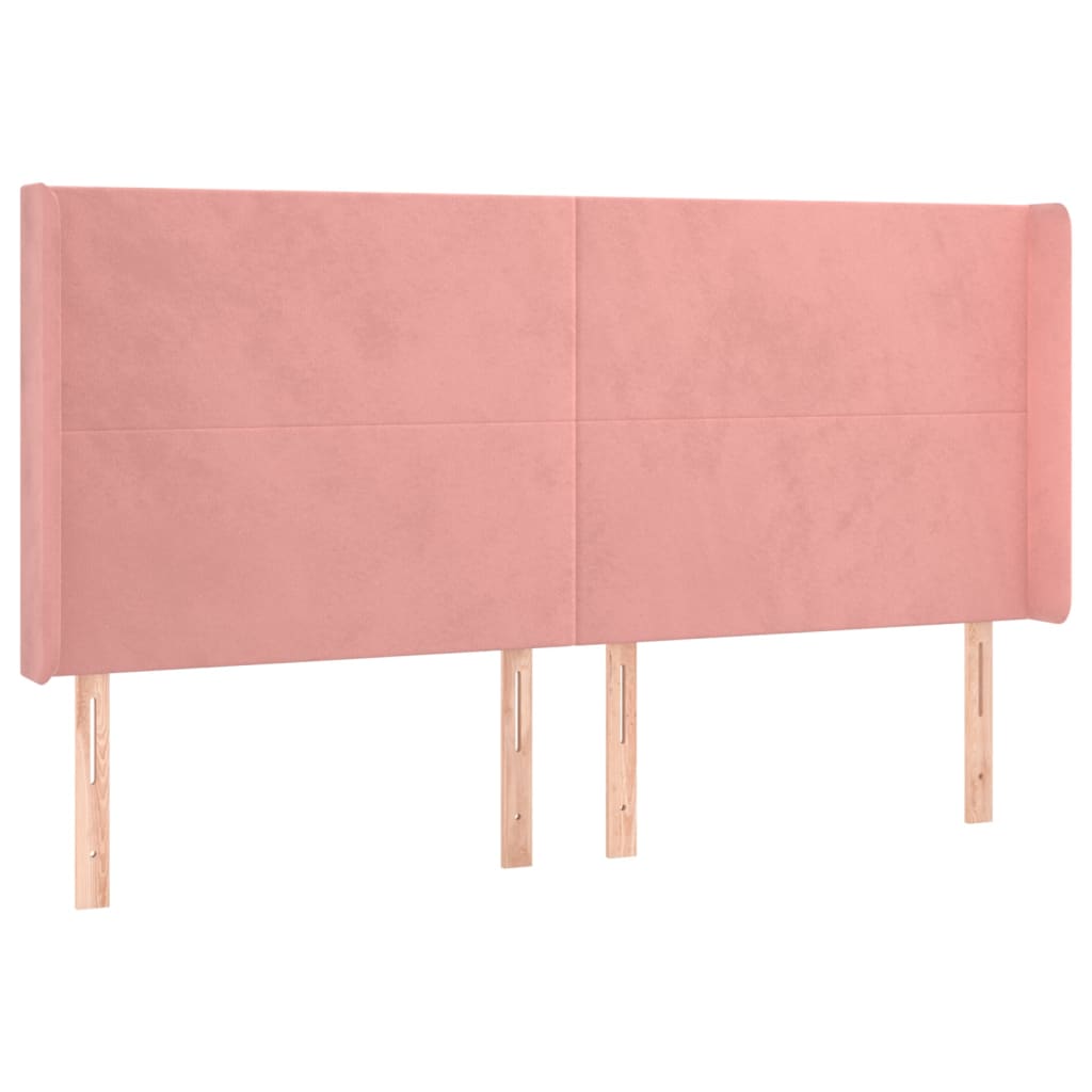 Cama box spring c/ colchão/LED 180x200 cm veludo rosa