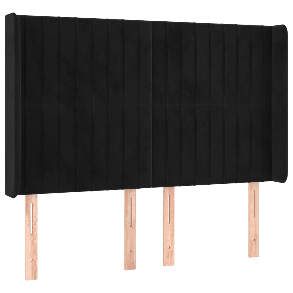 Cama box spring c/ colchão/LED 140x190 cm veludo preto