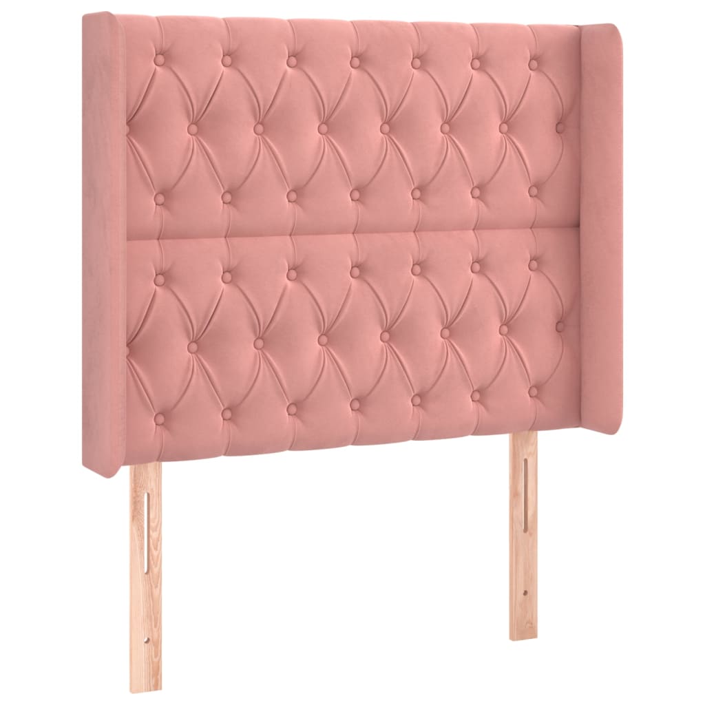 Cama box spring c/ colchão/LED 90x190 cm veludo rosa