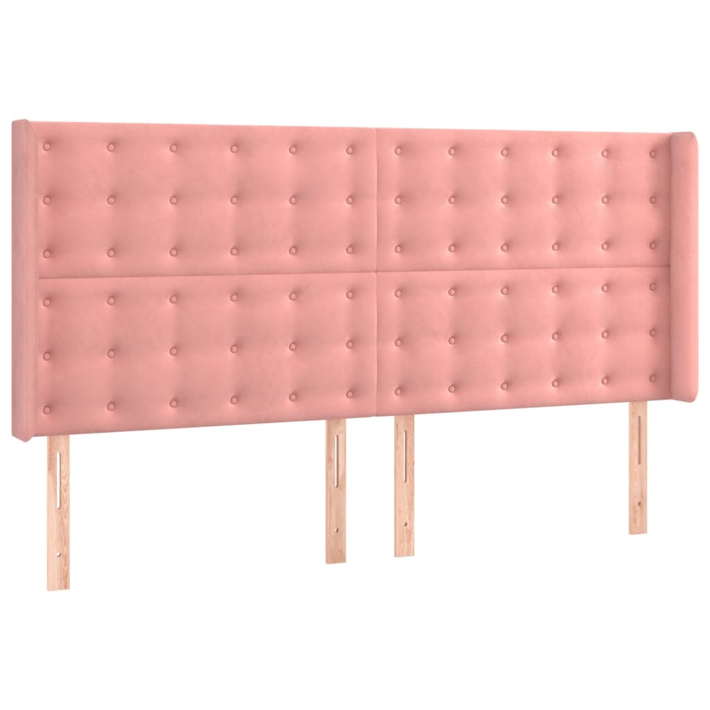 Cama box spring c/ colchão/LED 160x200 cm veludo rosa