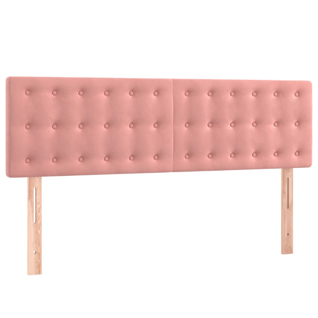 Cama box spring c/ colchão/LED 140x190 cm veludo rosa