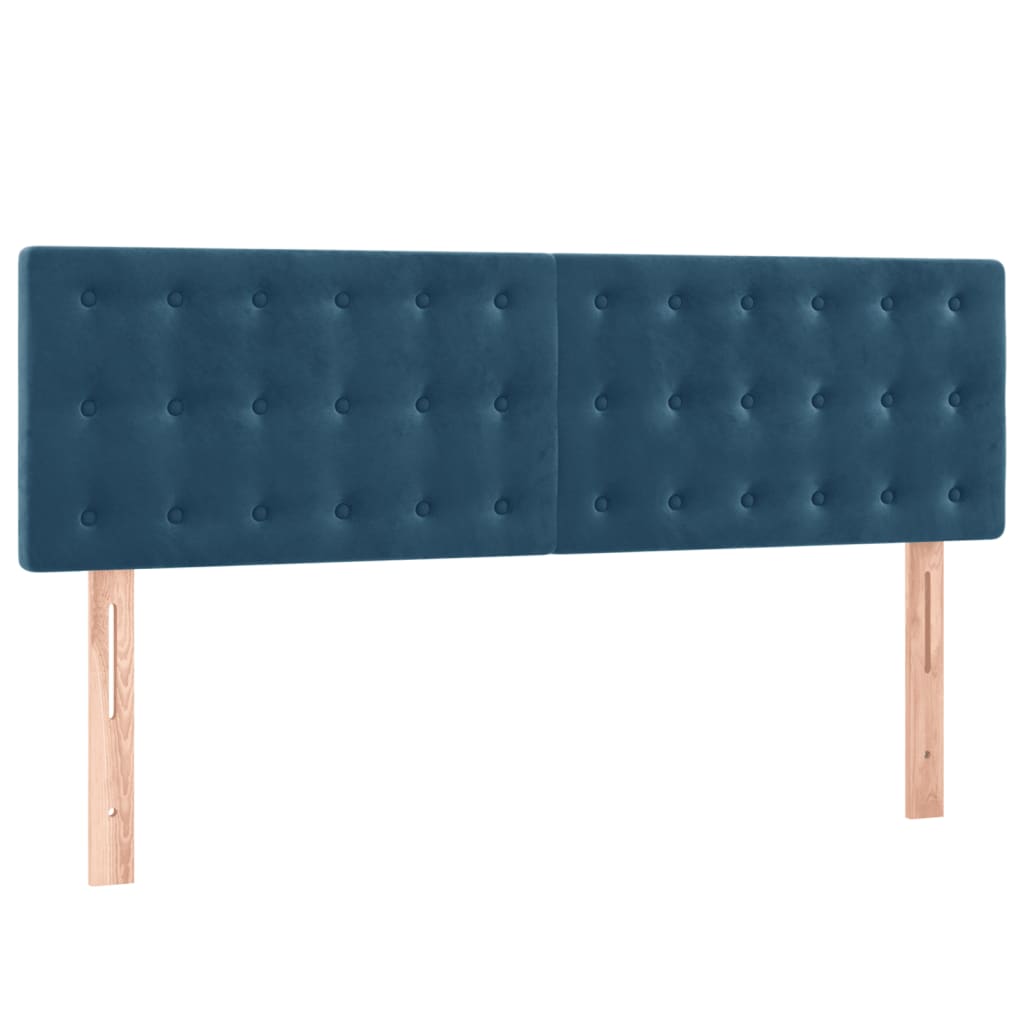 Cama box spring c/ colchão/LED 140x200 cm veludo azul-escuro