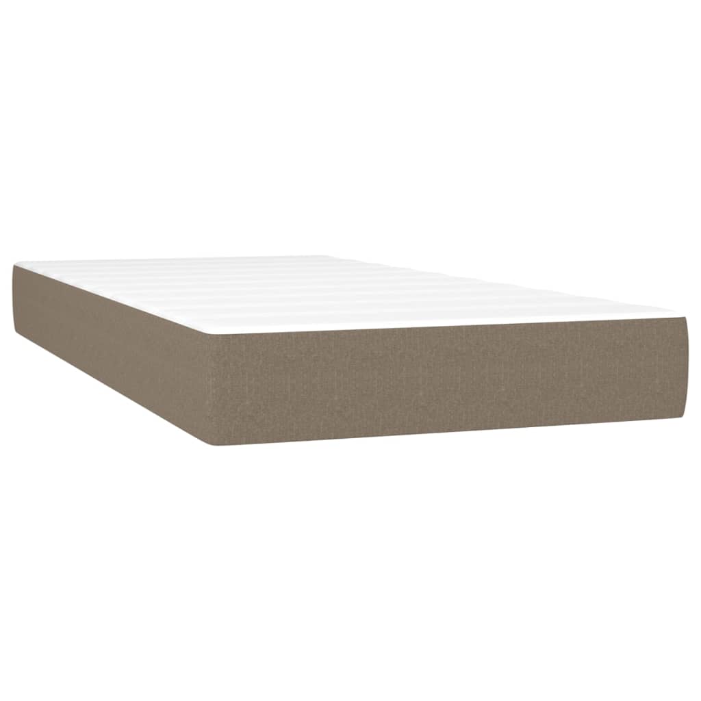 Cama box spring colchão/LED 100x200cm tecido cinza-acastanhado