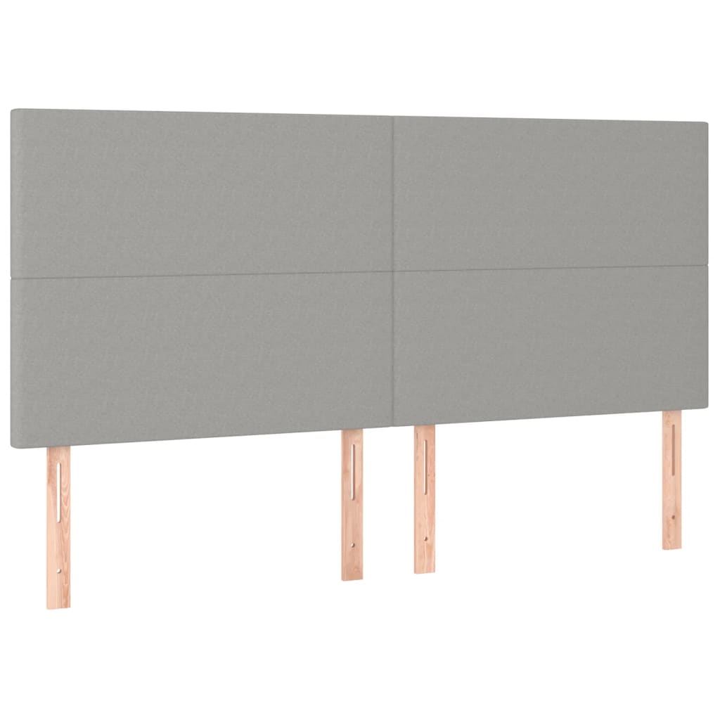 Cama box spring c/ colchão e LED 180x200 cm tecido cinza-claro