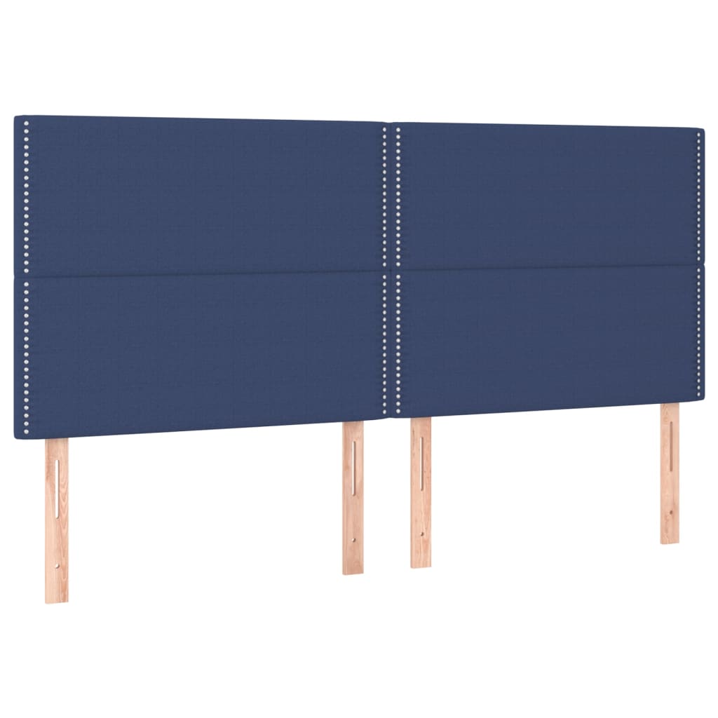 Cama box spring c/ colchão e LED 180x200 cm tecido azul