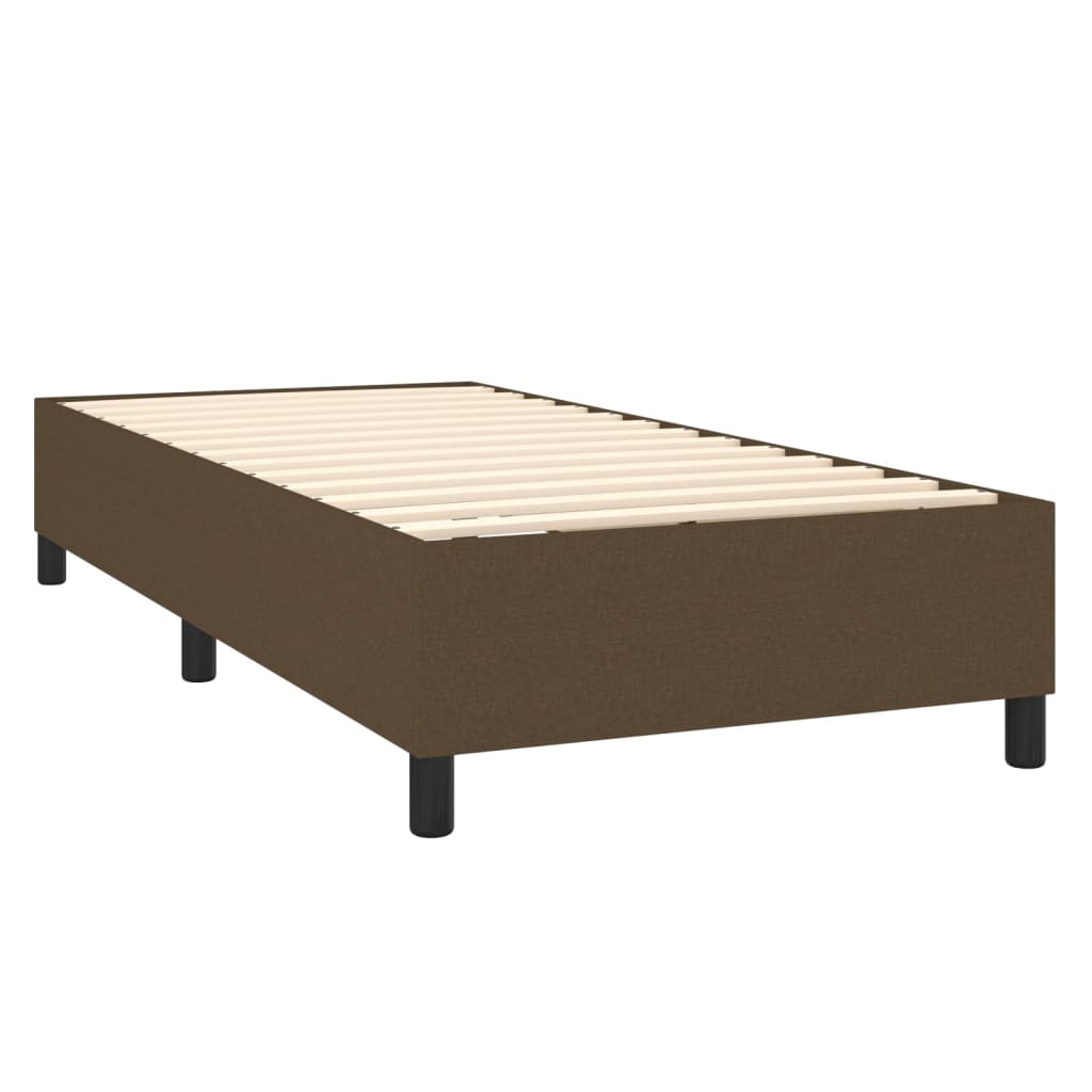 Cama box spring c/ colchão/LED 90x190 cm tecido castanho-escuro