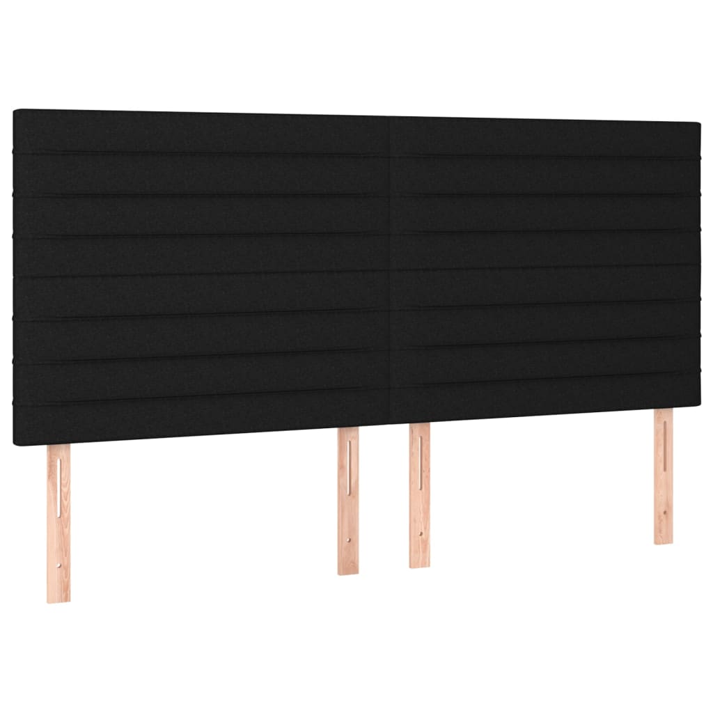 Cama box spring c/ colchão e LED 160x200 cm tecido preto