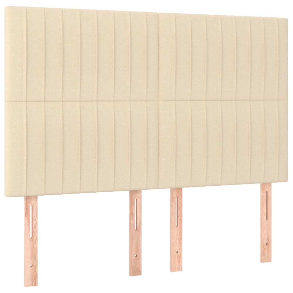 Cama box spring c/ colchão e LED 140x190 cm tecido cor creme