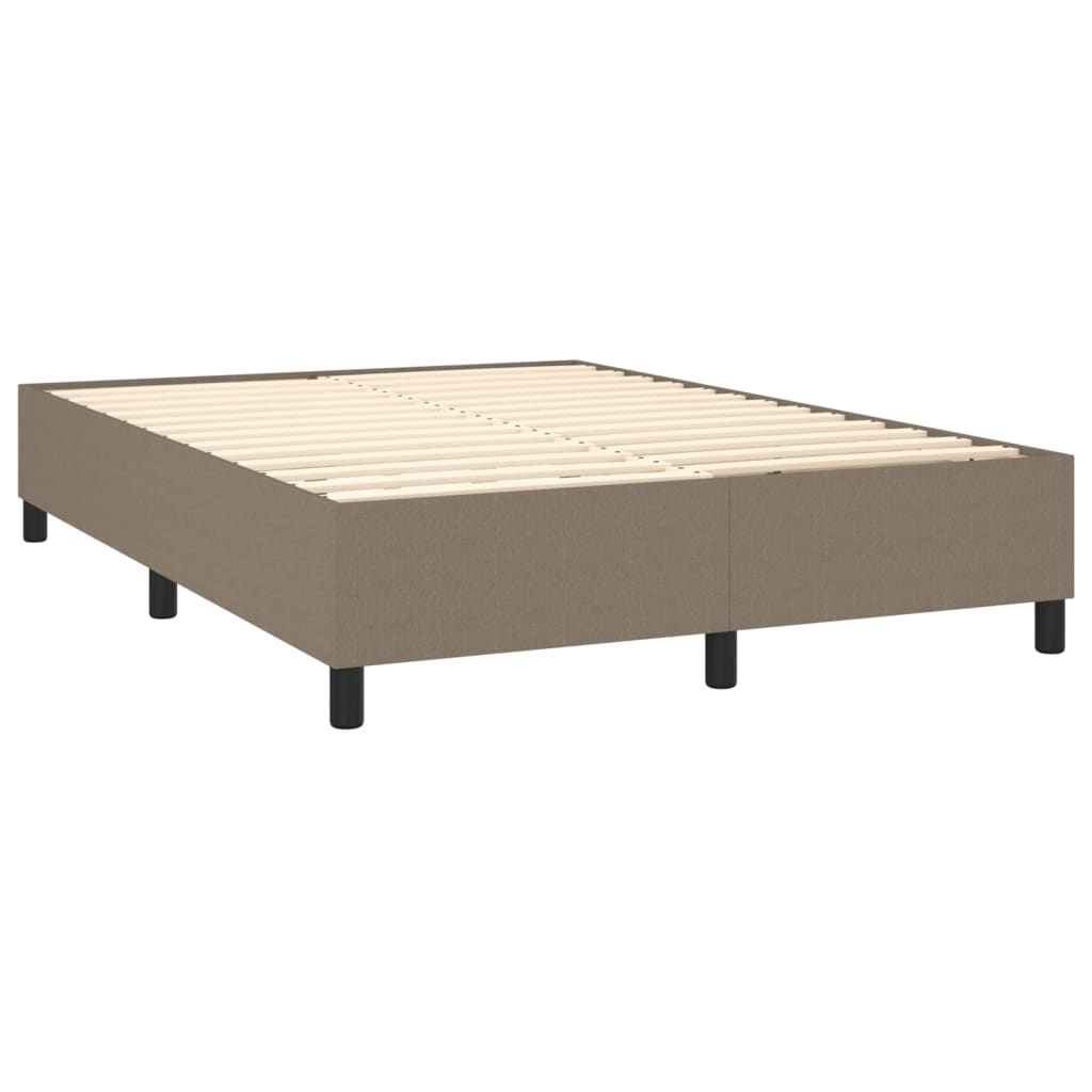 Cama box spring colchão/LED 140x200 cm tecido cinza-acastanhado