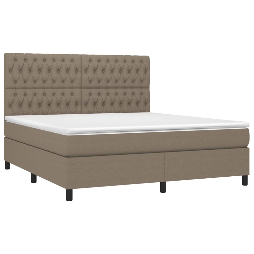 Cama box spring colchão/LED 180x200cm tecido cinza-acastanhado