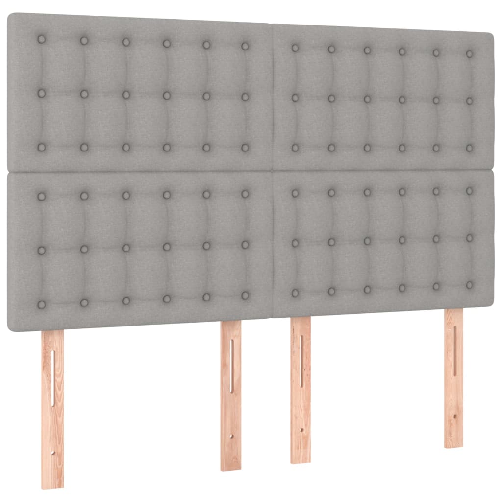 Cama box spring c/ colchão e LED 140x190 cm tecido cinza-claro