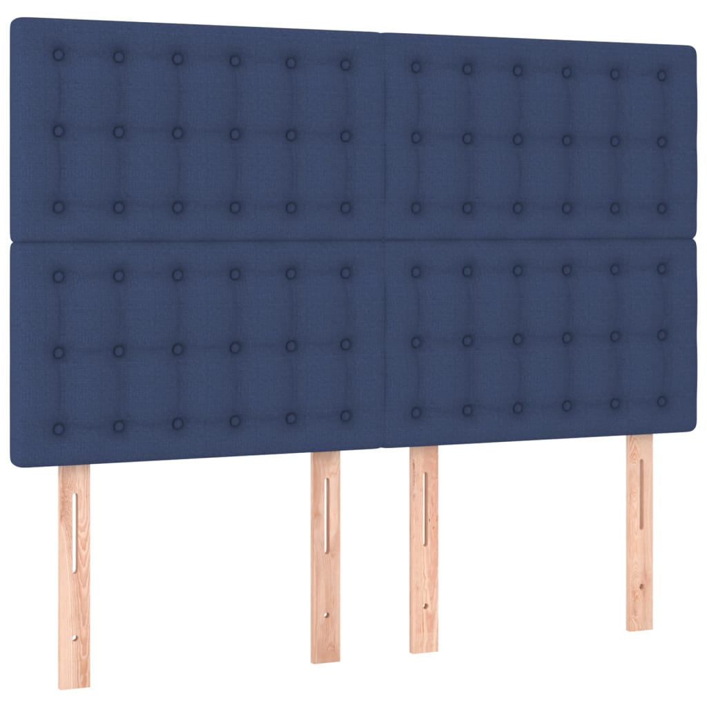 Cama box spring c/ colchão e LED 140x190 cm tecido azul