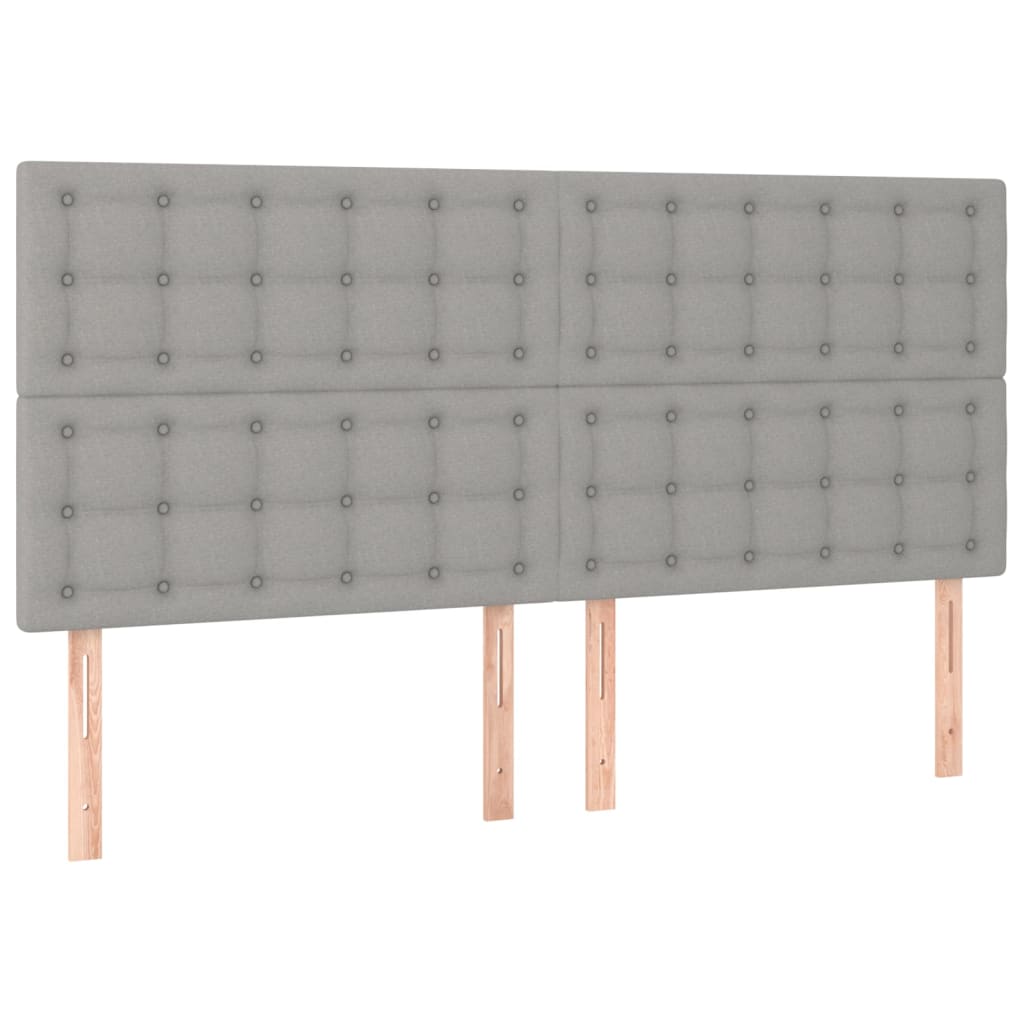 Cama box spring c/ colchão e LED 180x200 cm tecido cinza-claro