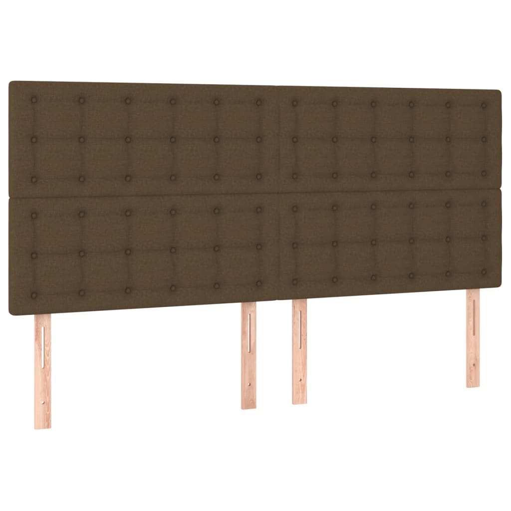 Cama box spring c/ colchão/LED 180x200cm tecido castanho-escuro