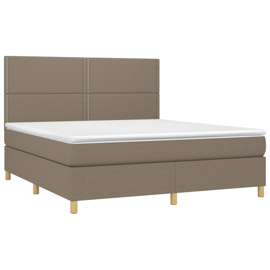 Cama box spring colchão/LED 180x200cm tecido cinza-acastanhado