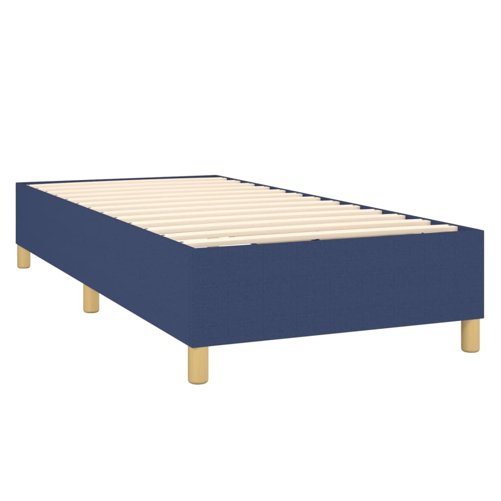 Cama box spring c/ colchão e LED 80x200 cm tecido azul