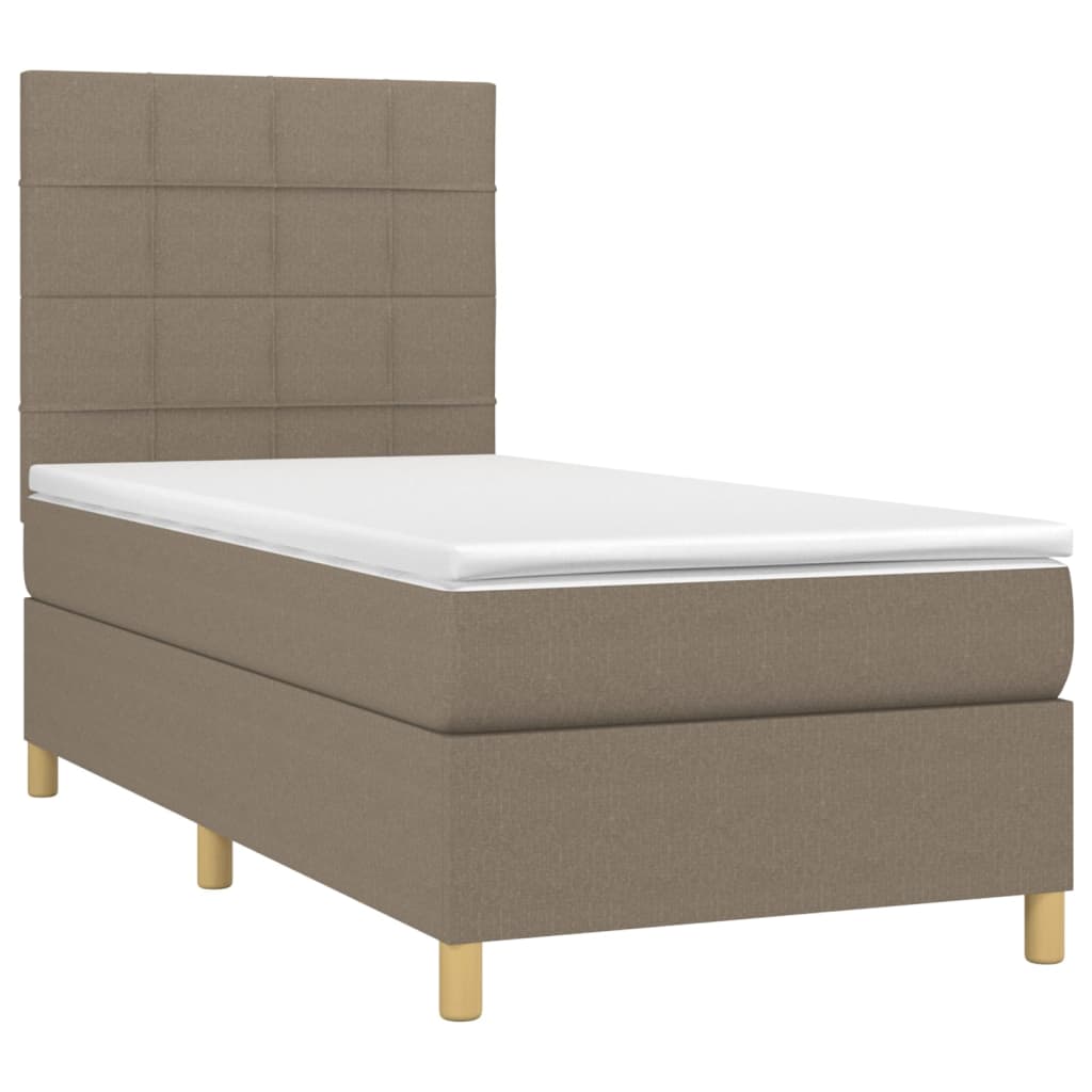 Cama box spring colchão/LED 100x200cm tecido cinza-acastanhado