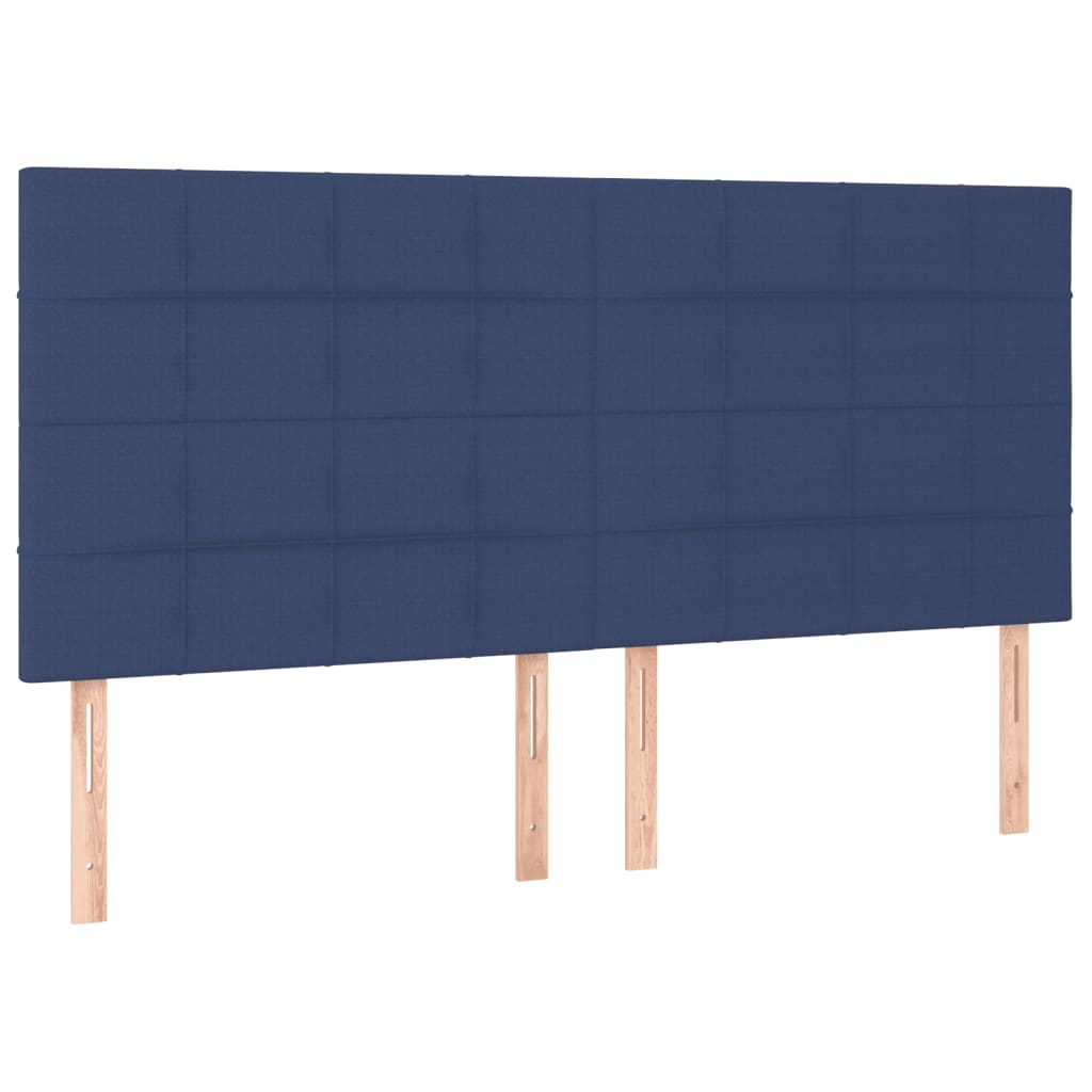 Cama box spring c/ colchão e LED 200x200 cm tecido azul