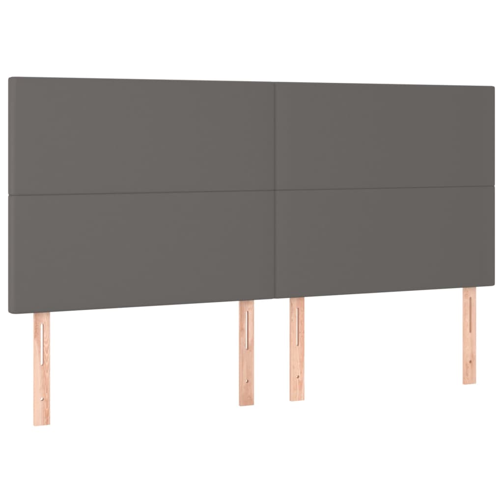 Cama box spring c/ colchão/LED 180x200cm couro artificial cinza