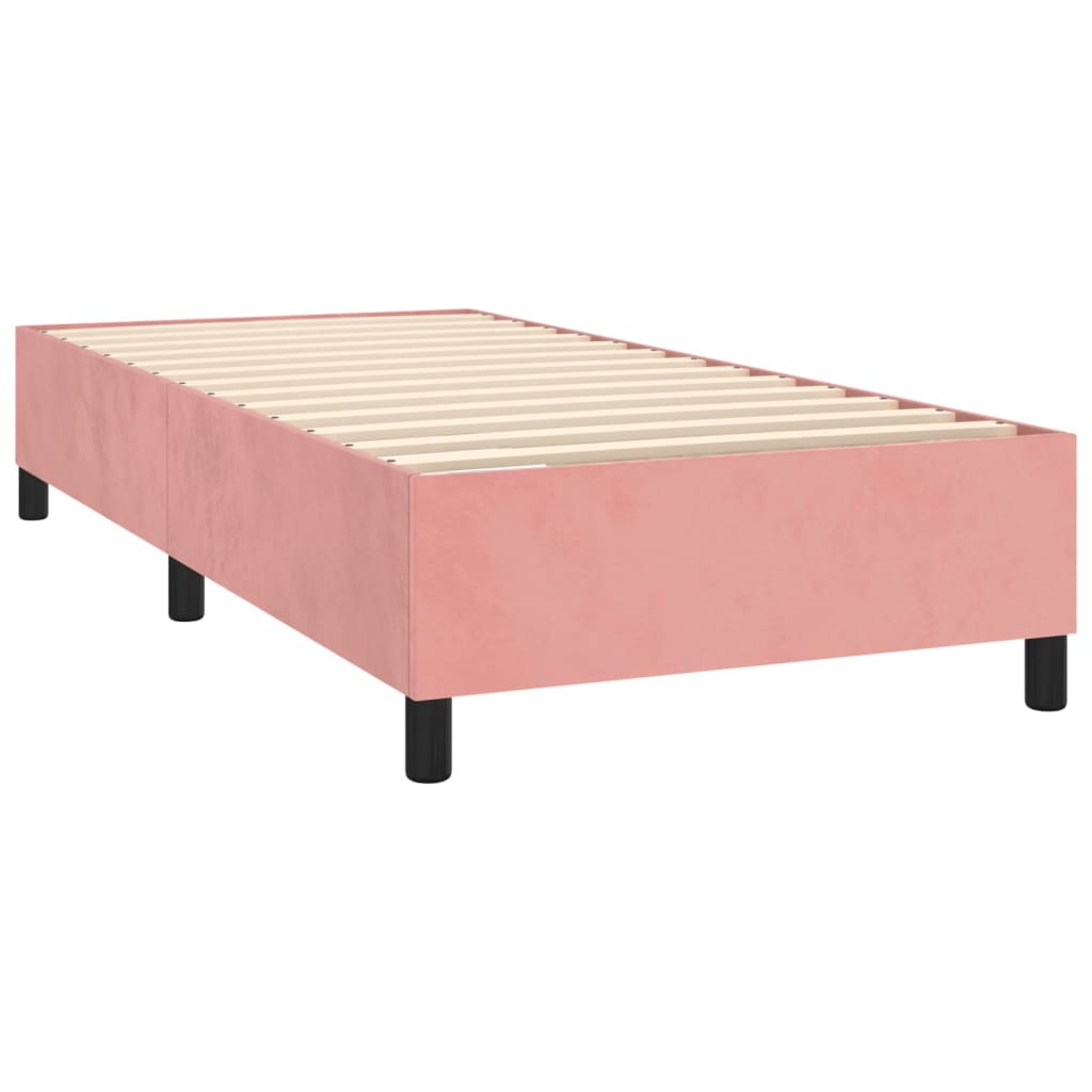 Cama box spring c/ colchão/LED 90x200 cm veludo rosa